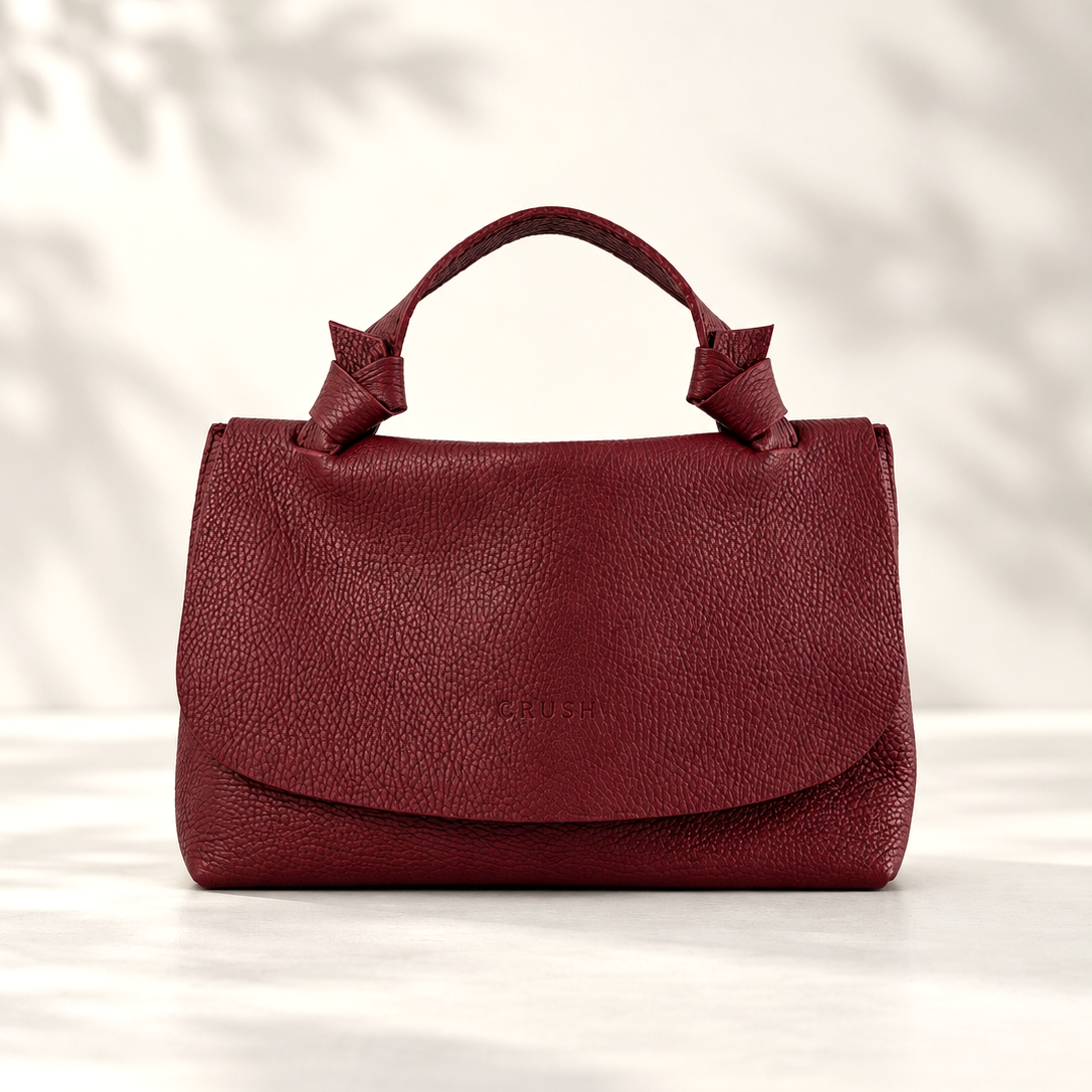 Leather Crossbody Bag - Elna Burgundy