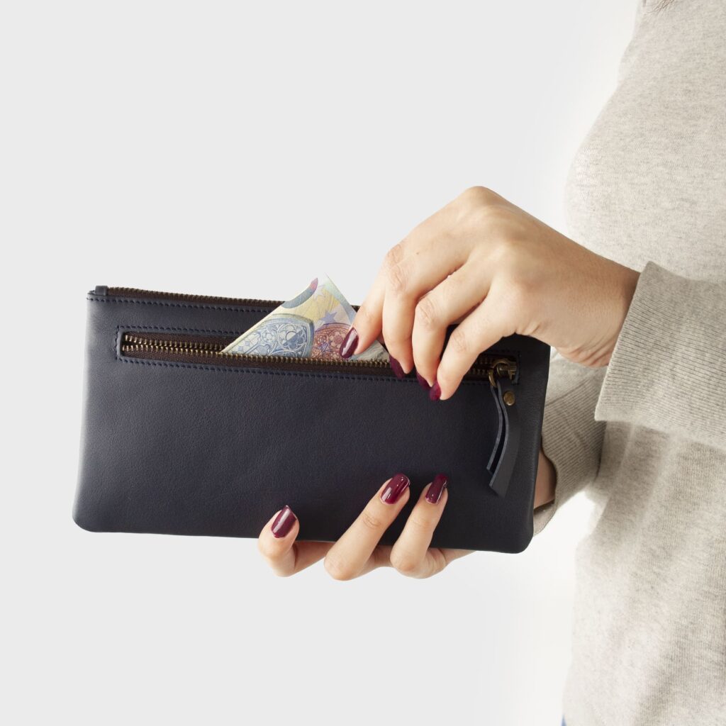 leather purse - blue purse