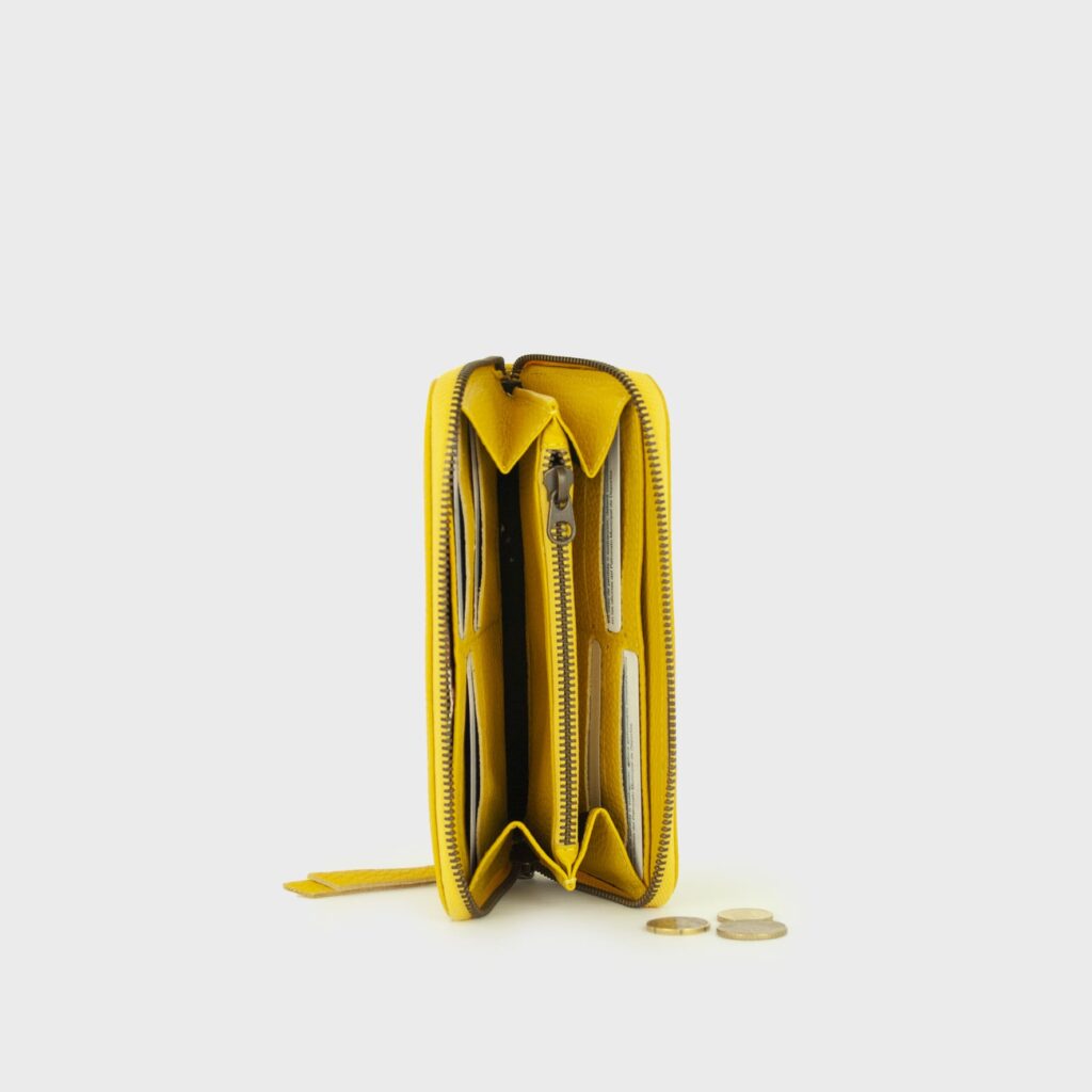 leather purse - yellow purse