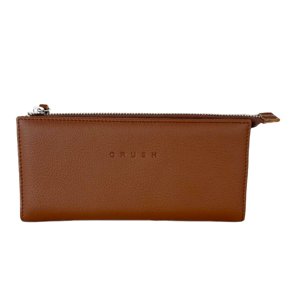 Cartera de piel flor color canela - Asha