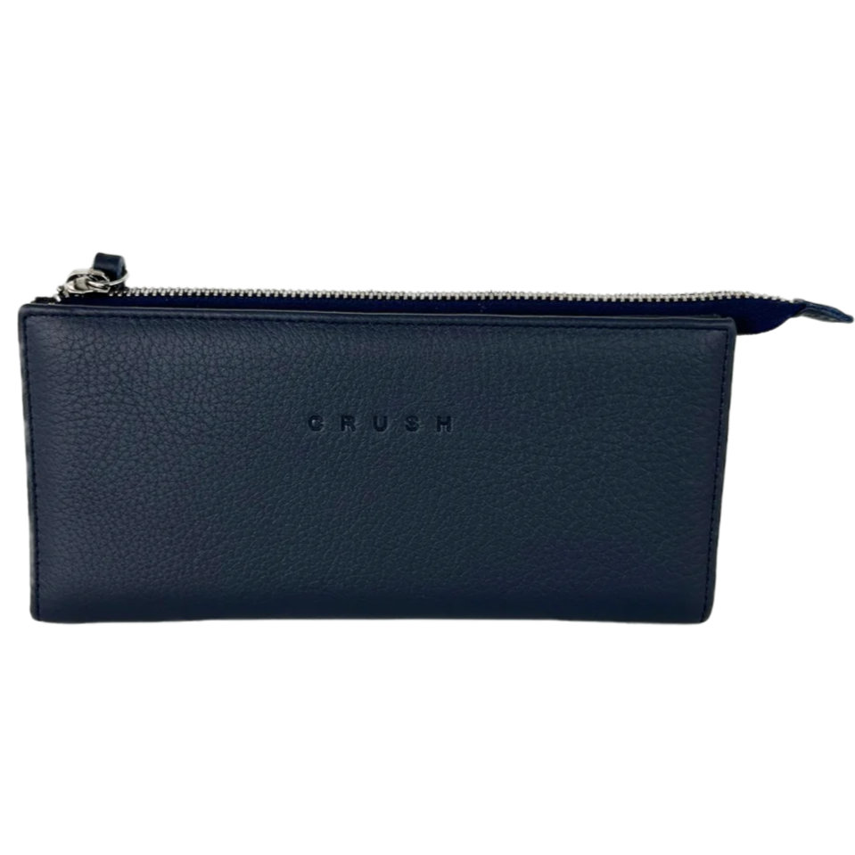 Cartera de piel plena flor azul oscuro - Asha
