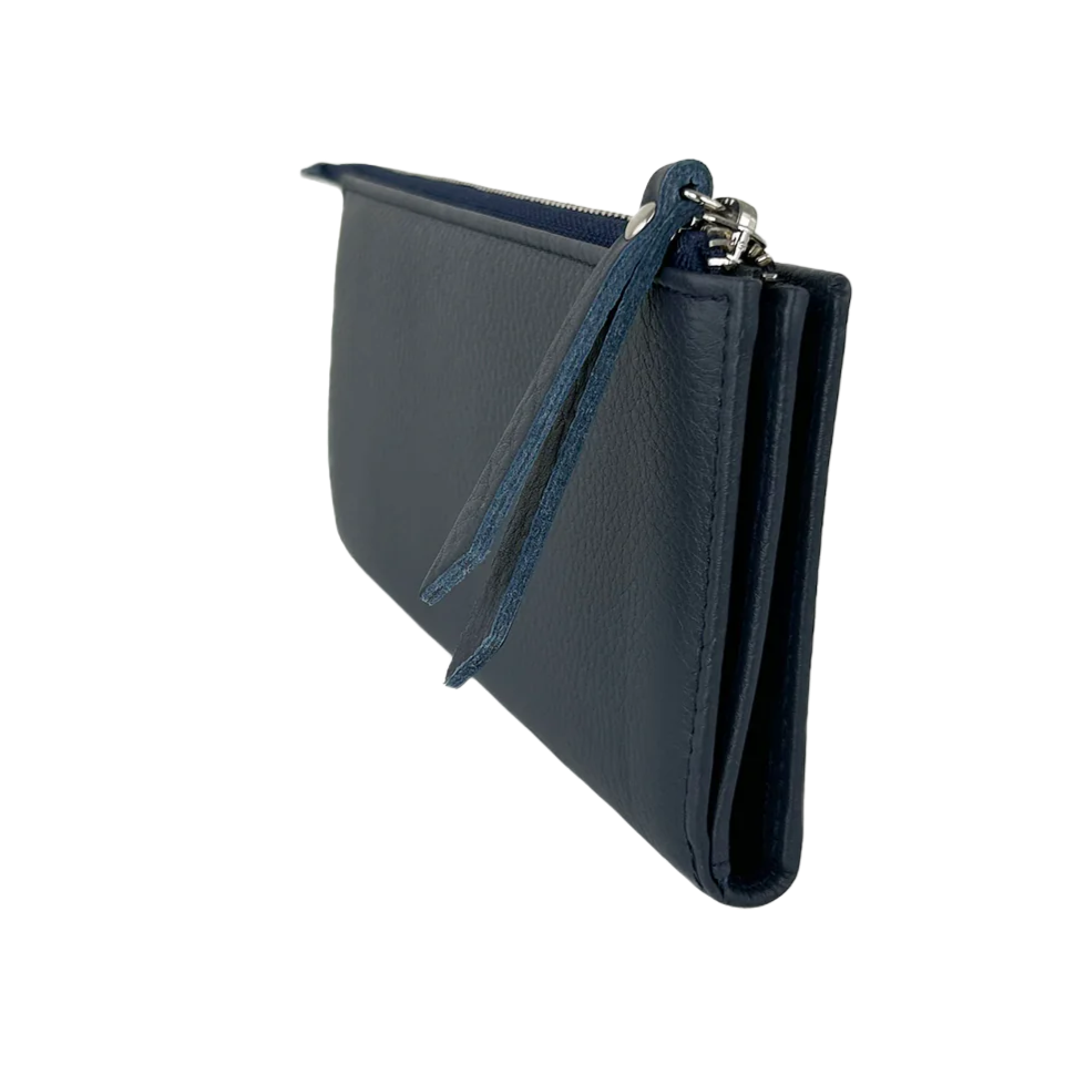 Full Grain Leather Wallet Dark Blue - Asha