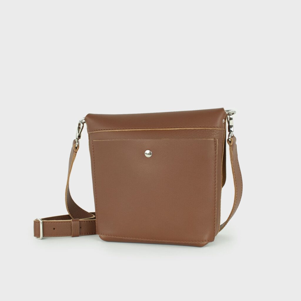 Leather Crossbody Bag Women Tan M - Joy Syna