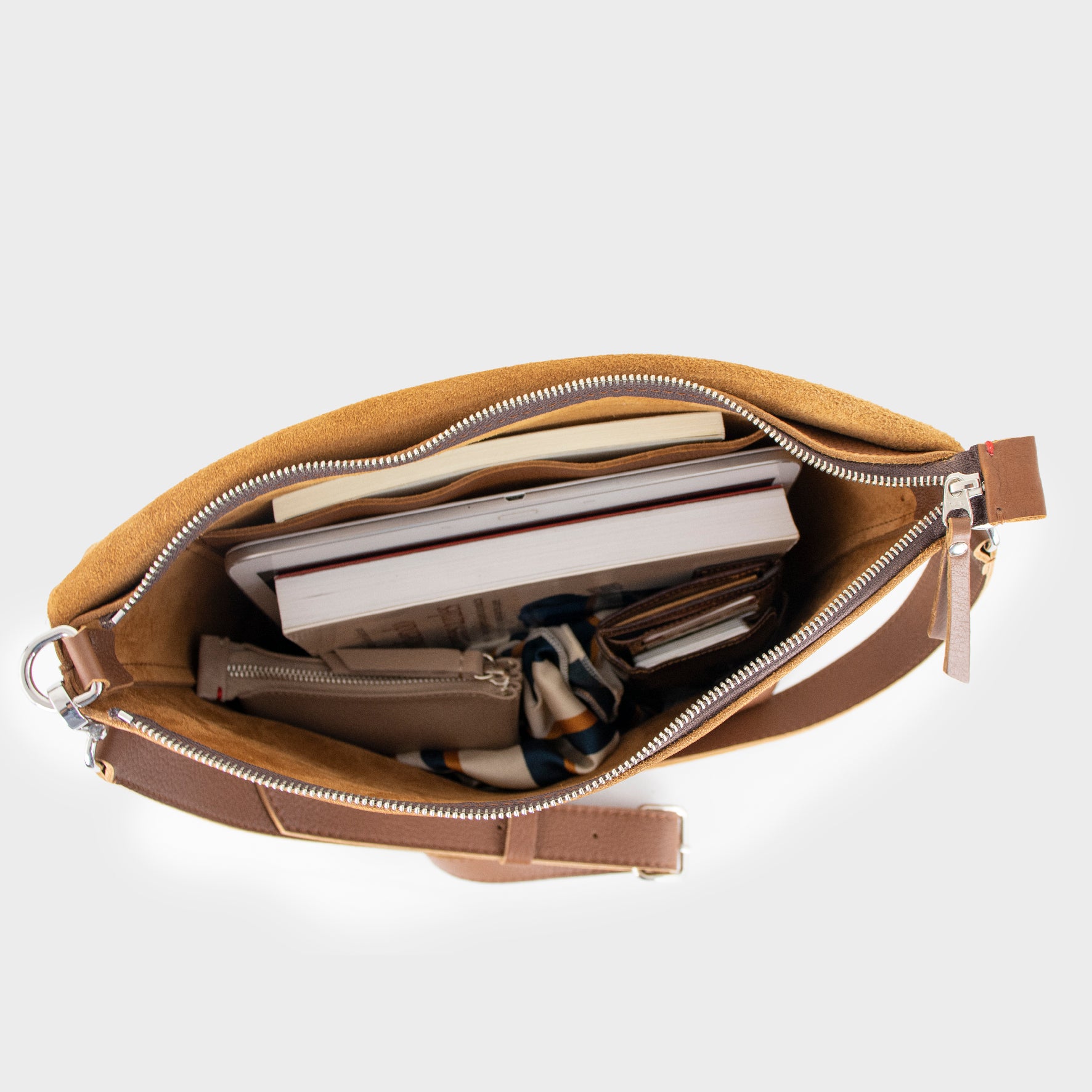 Leather Crossbody Bag Women L Tan - Joy Syna