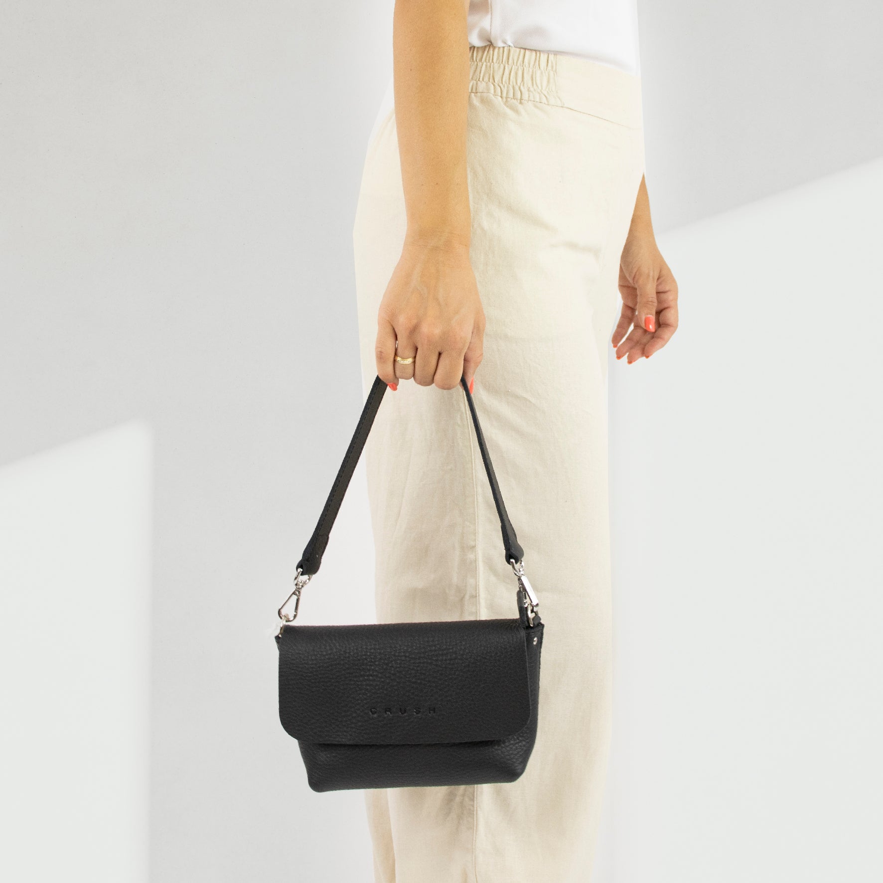 Leather Crossbody Bag Women Black S - Joy Syna