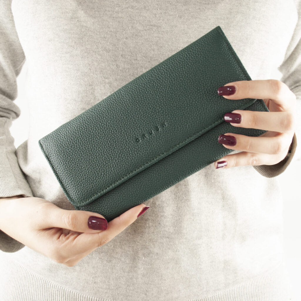 leather wallet - green wallet