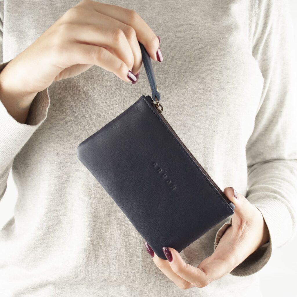 leather purse - blue purse