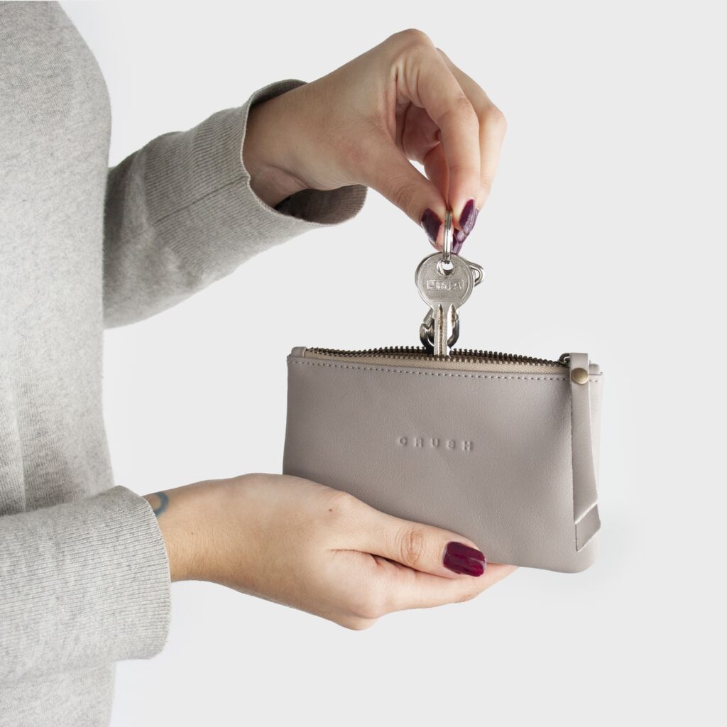 leather purse - grey purse