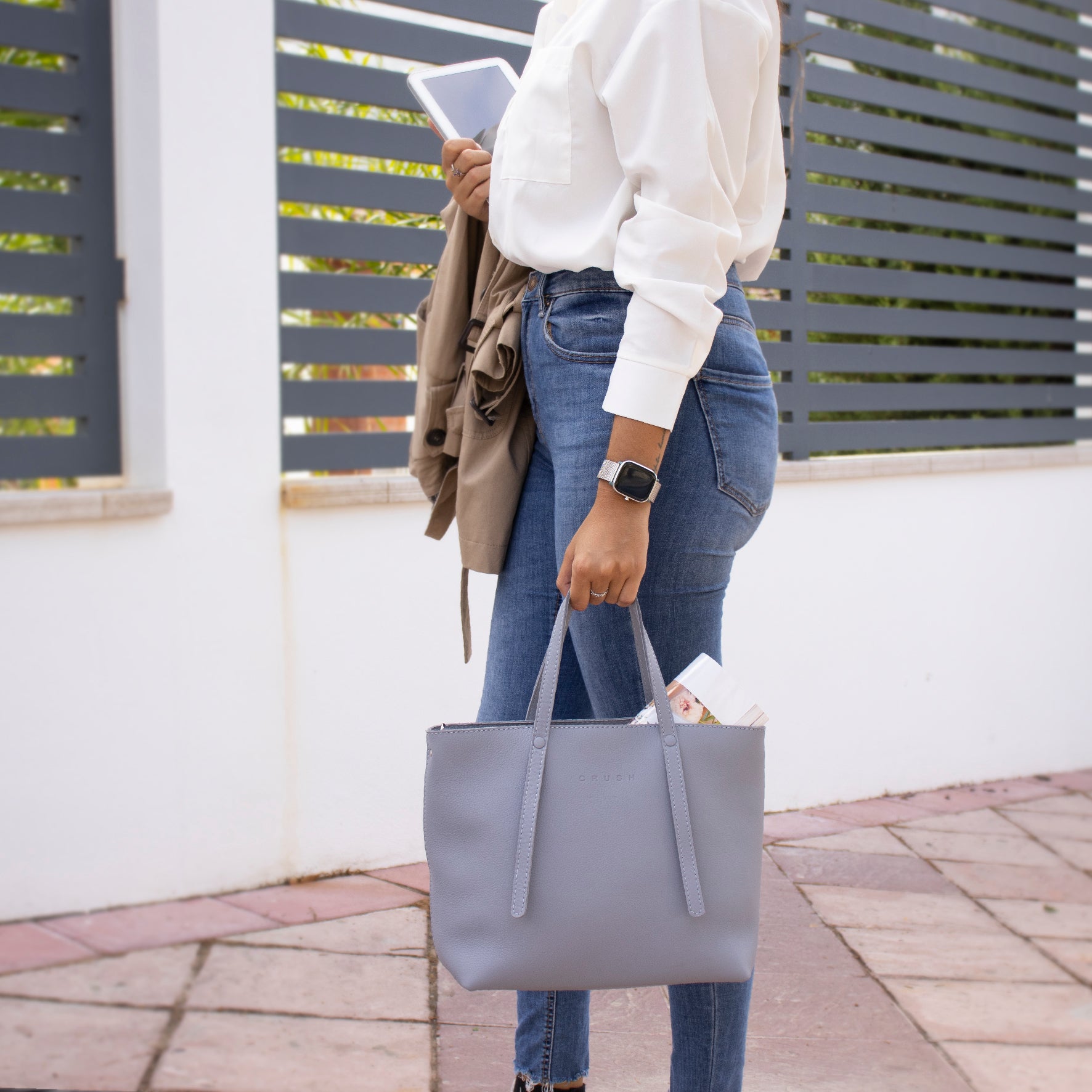 Leather Tote Bag Women Lavander M - Jarana Syna