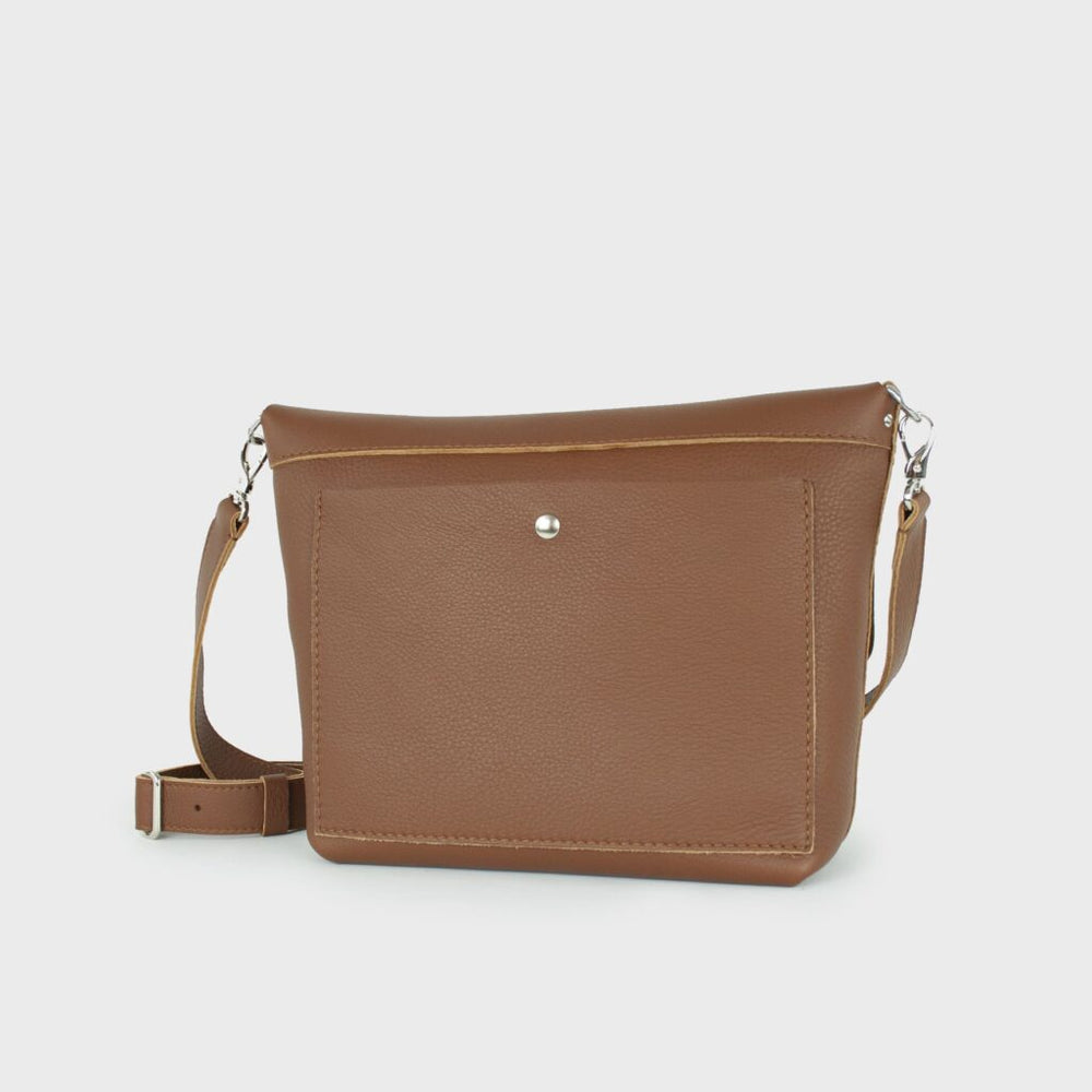 Leather Crossbody Bag Women L Tan - Joy Syna