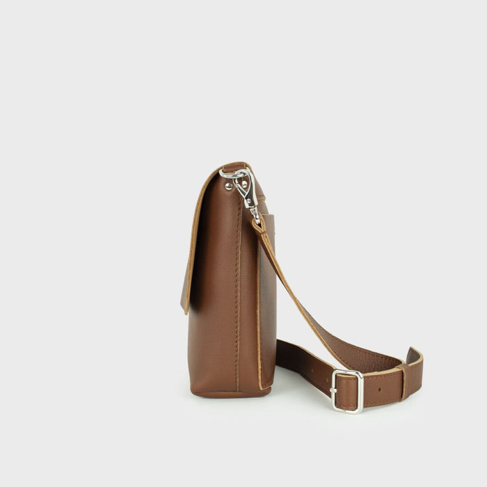 Leather Crossbody Bag Women Tan M - Joy Syna