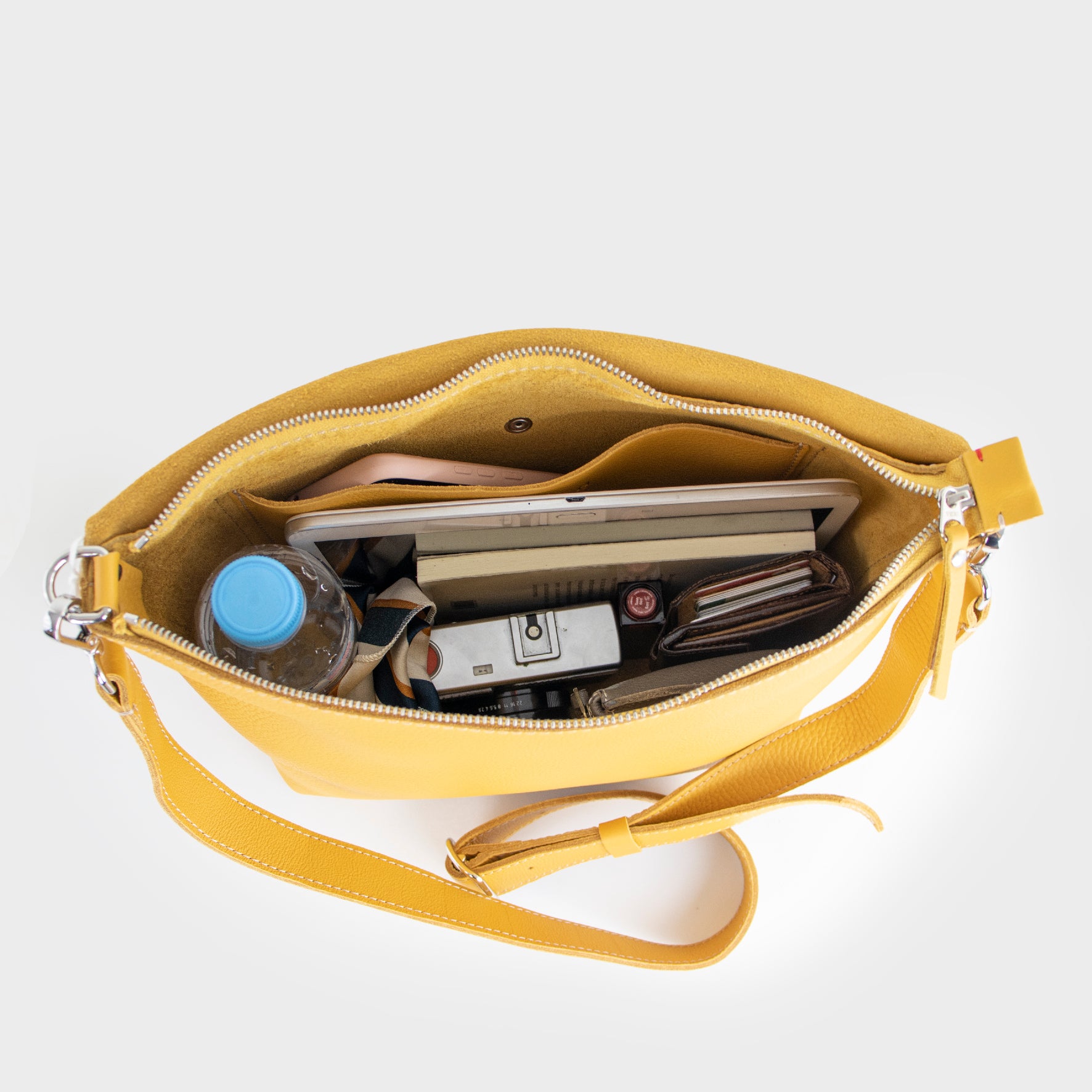 Bolso Bandolera De Cuero Mujer L Dorado - Joy Syna