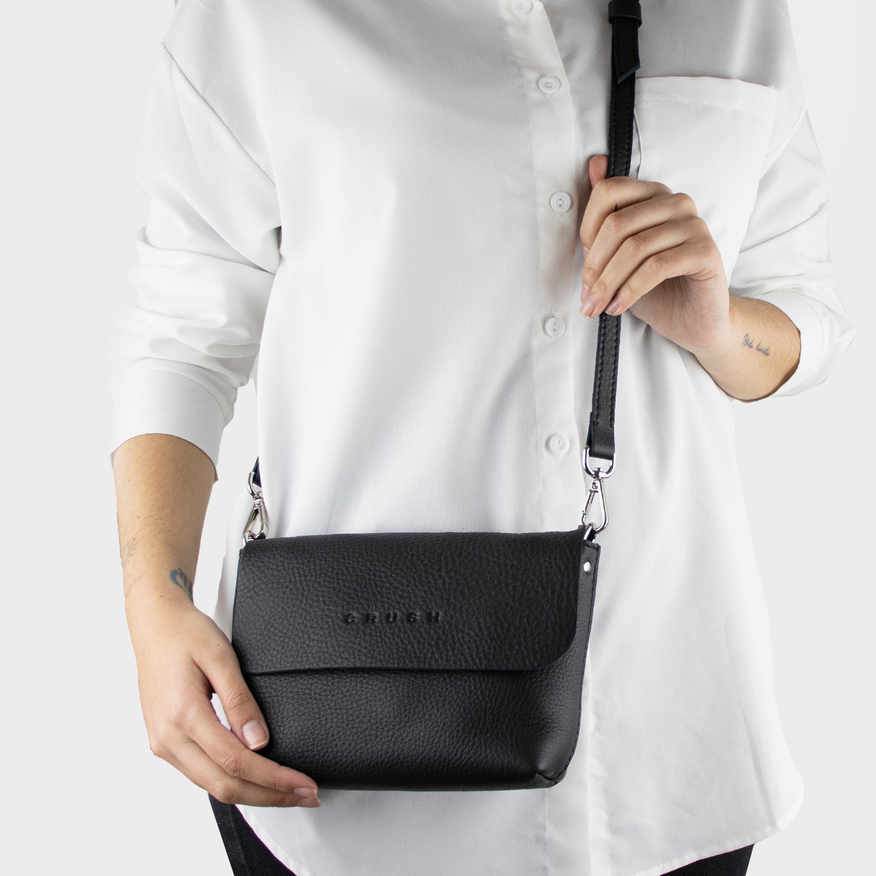 Leather Crossbody Bag Women  Black S - Joy Syna