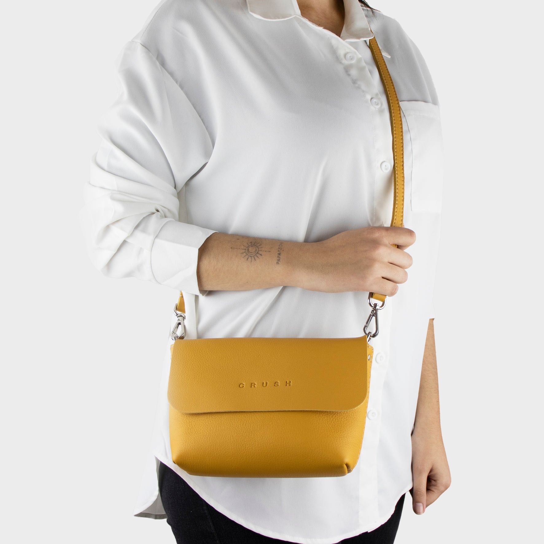 Leather Crossbody Bag Women Golden S - Joy Syna