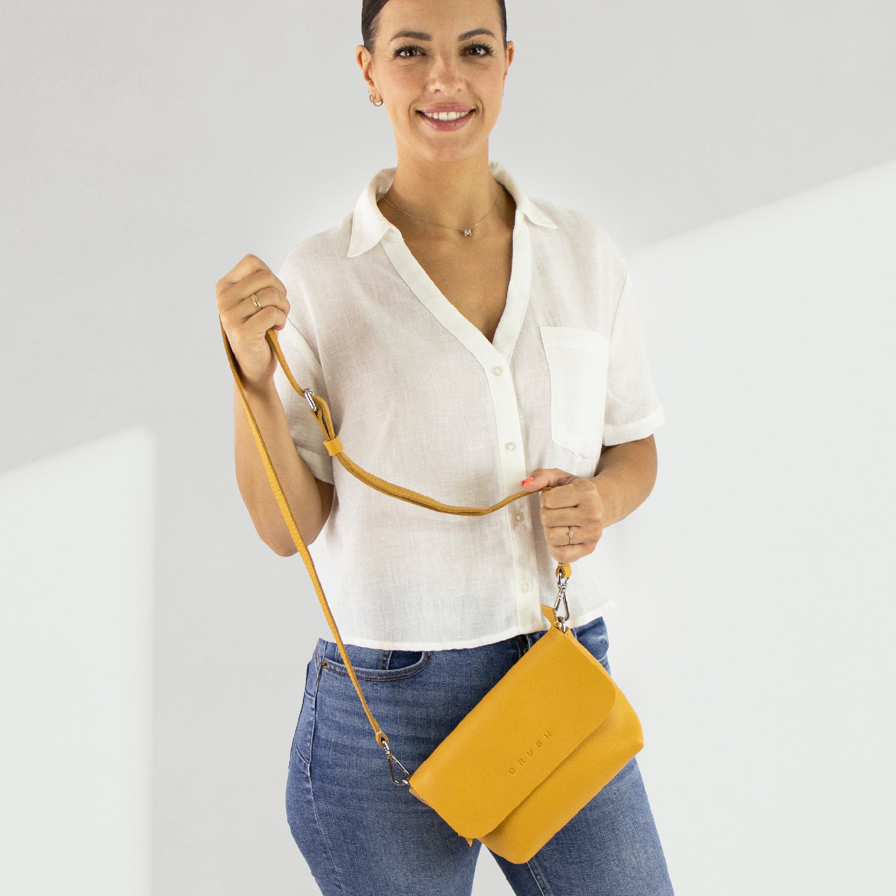 Bolso Bandolera De Cuero Mujer Golden S - Joy Syna