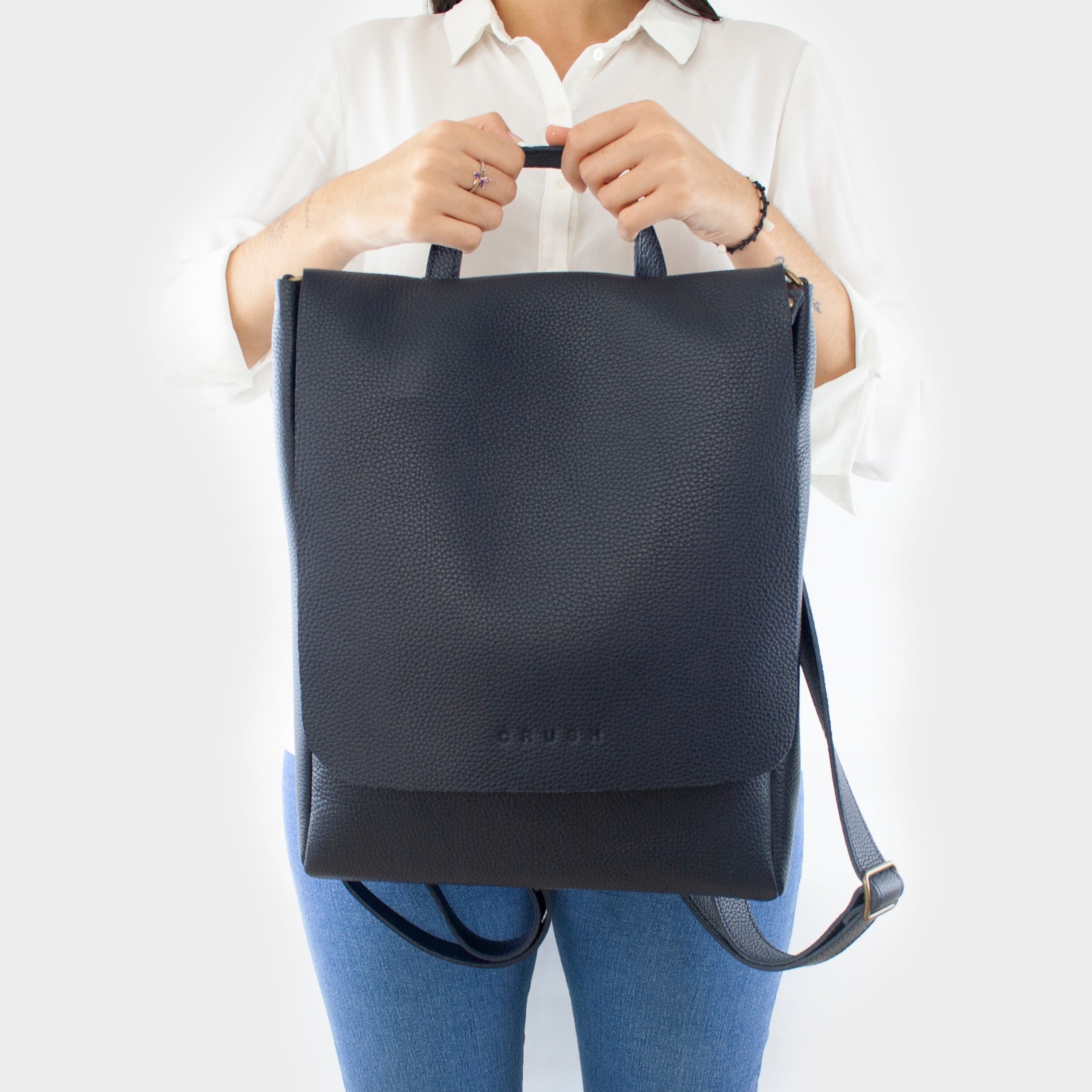 Mochila de cuero unisex  con Porta maleta