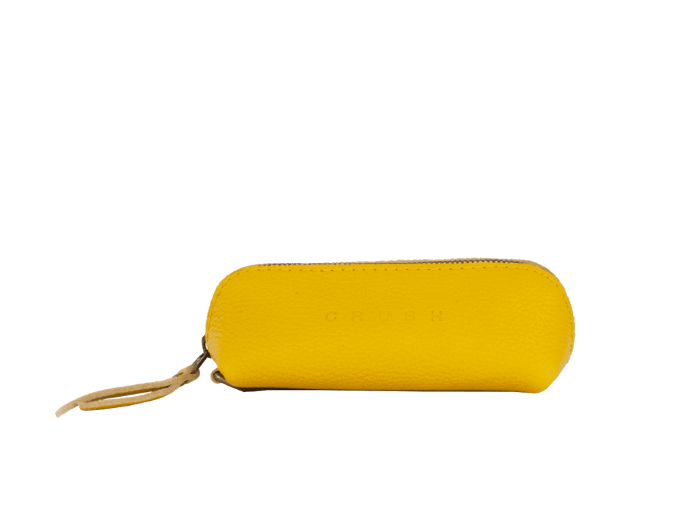 Lena - Leather Wash Bag - Small - Yellow