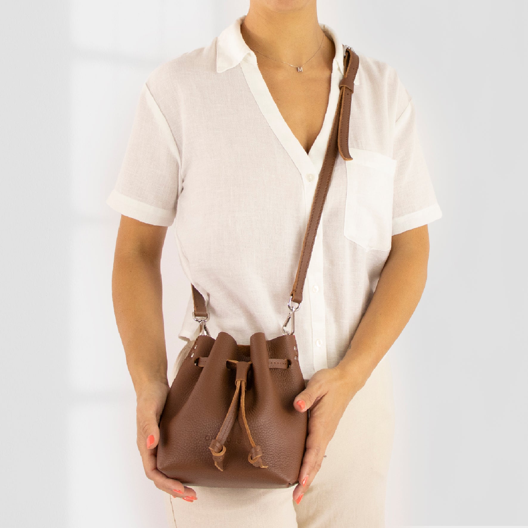 Leather Crossbody Bag Women Tan Small - Magic Syna