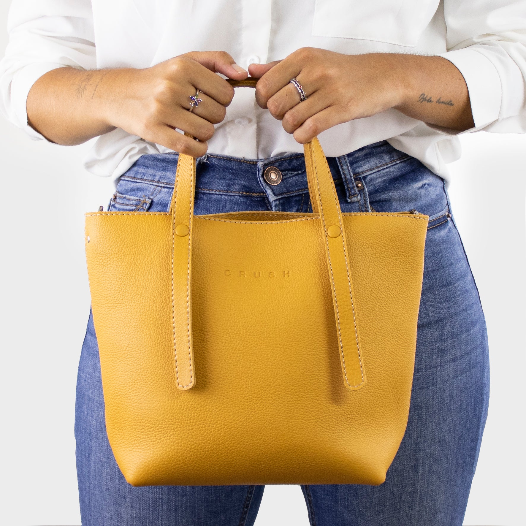 Leather Tote Bag Women Golden S - Jarana Syna