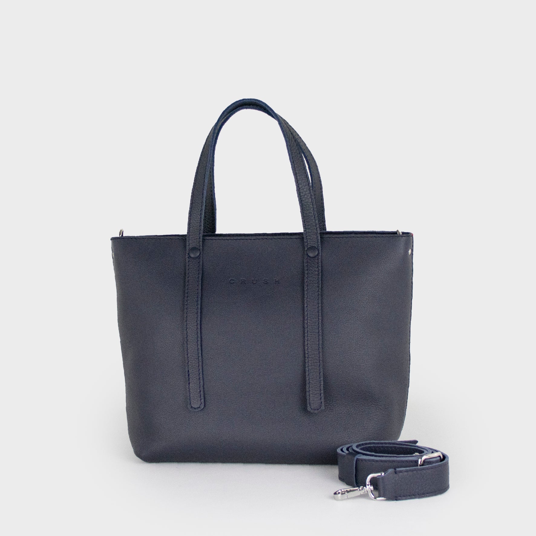 Leather Tote Bag Women Dark Blue M - Jarana Syna