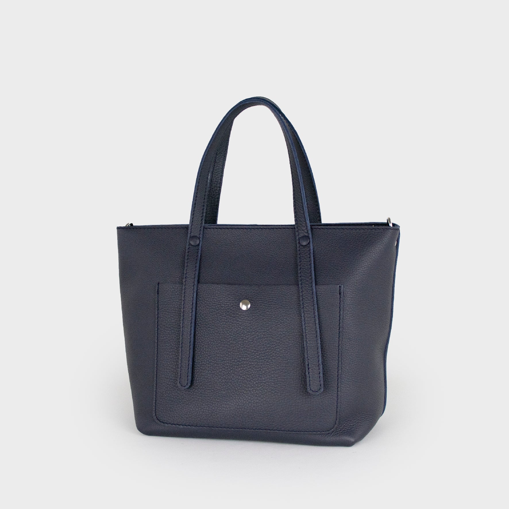 Leather Tote Bag Women Dark Blue M - Jarana Syna