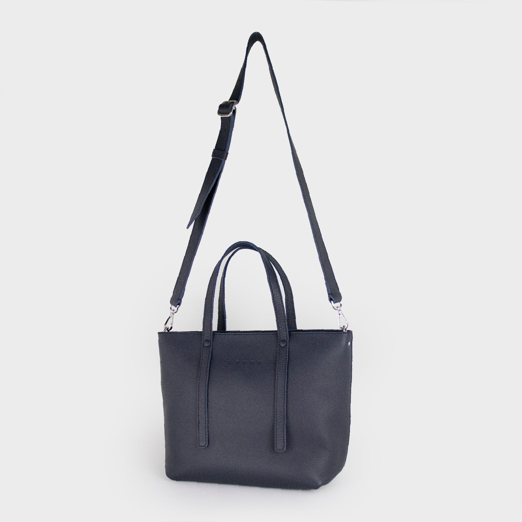 Leather Tote Bag Women Dark Blue M - Jarana Syna